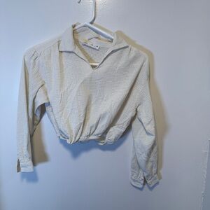 Zara cropped kids collard‎ blouse cream girls size 10